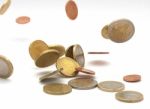 Euro Coins On A Table Top Stock Photo