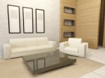 White Modern Living Room Interior Stock Photo