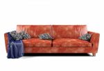 Red Leather Sofa Stock Photo