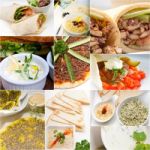 Arab Middle Eastern Food Collage Stock Photo