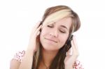 Woman Listening To Music Stock Photo