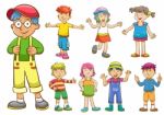 Set Of Cartoon Kids Stock Photo