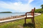 Wooden Chair And Sea Stock Photo