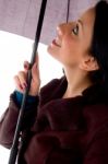 Young Lady Holding Umbrella Stock Photo