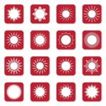 Sun Icon Set Red  Illustration Stock Photo