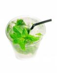 Mojito Caipirina Cocktail With Fresh Mint Leaves Stock Photo