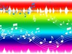 Rainbow Music Background Shows Musical Piece And Instruments
 Stock Photo