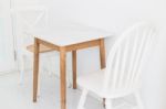 Retro Style Of White Wooden Chair Stock Photo