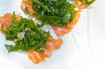 Fresh Salmon Carpaccio Stock Photo