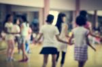 Blurred Children Are In Dancing Class Stock Photo