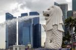 Merlion Fountain In Singapore Stock Photo