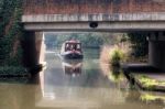 Narrow Boat On The River Wey Navigations Canal Stock Photo