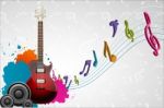 Guitar With Music Notes Stock Photo