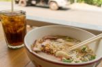 Noodles And Beverage On Market Street In My Travel Stock Photo