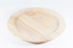 Wooden Plate Isolated On White Background Stock Photo