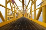 The Pathway Bridge Of Offshore Oil Rig Stock Photo