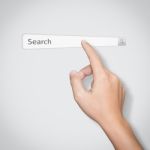 Closeup Finger Click On Search Toolbar Browser Isolated White Background Stock Photo