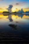 Sunrise At Hat Sai Ri Beach In Chumphon Stock Photo