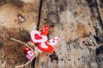 Heart On The Old Wooden Floor Stock Photo