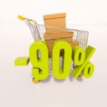 Shopping Cart And 90 Percent Stock Photo