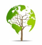 Tree Shaped World Map Stock Photo