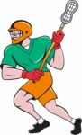 Lacrosse Player Crosse Stick Running Cartoon Stock Photo