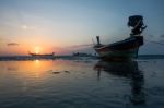 Longtail Boat Snset Stock Photo