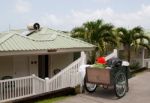 Cleaning Cart Outside Villa Stock Photo