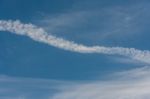 Blue Sky With White Line Clound Shape As Background Stock Photo