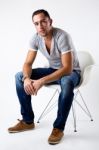 Elegant Young Handsome Man. Studio Fashion Portrait Stock Photo