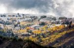 Autumn Colours In Wyoming Stock Photo