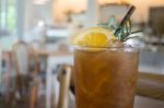 Glass Of Iced Lemon Tea Stock Photo