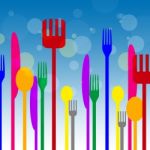 Spoons Forks Represents Knife Utensils And Cutlery Stock Photo