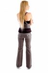 Full Back Pose Of Blond Female Stock Photo