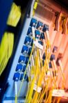 Fiber Optic With Servers In A Technology Data Center Stock Photo