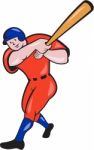 Baseball Hitter Batting Red Isolated Cartoon Stock Photo