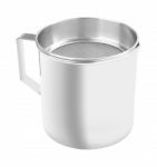 Upper Open Stainless Gutter Cup With Filter On White Background Stock Photo