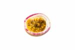 Passion Fruit Half With Seeds Isolated On White Background,with Stock Photo