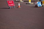 Signs Informing About Closed Road Stock Photo