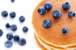 Stack Of Pancakes With Fresh Blueberries Stock Photo