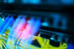 Fiber Optic With Servers In A Technology Data Center Stock Photo