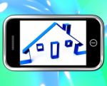 House On Smartphone Shows Real Estate Stock Photo