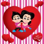 Valentine's Day And Lovers Isolated On Colorful Background.  Valentine's Day Background Stock Photo