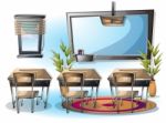 Cartoon  Illustration Interior Classroom With Separated Layers Stock Photo