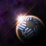 Greece Flag On 3d Football With Rising Sun Stock Photo