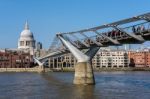 Millennium Bridge And St Pauls Cathedral Stock Photo