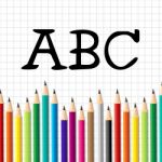 Abc Pencils Means Early Education And Alphabetical Stock Photo