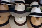 Patterned Panama Hats Stock Photo