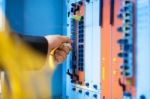 Fix Network Switch In Data Center Room Stock Photo