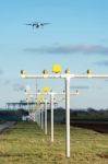 Airport Landing Lights Stock Photo